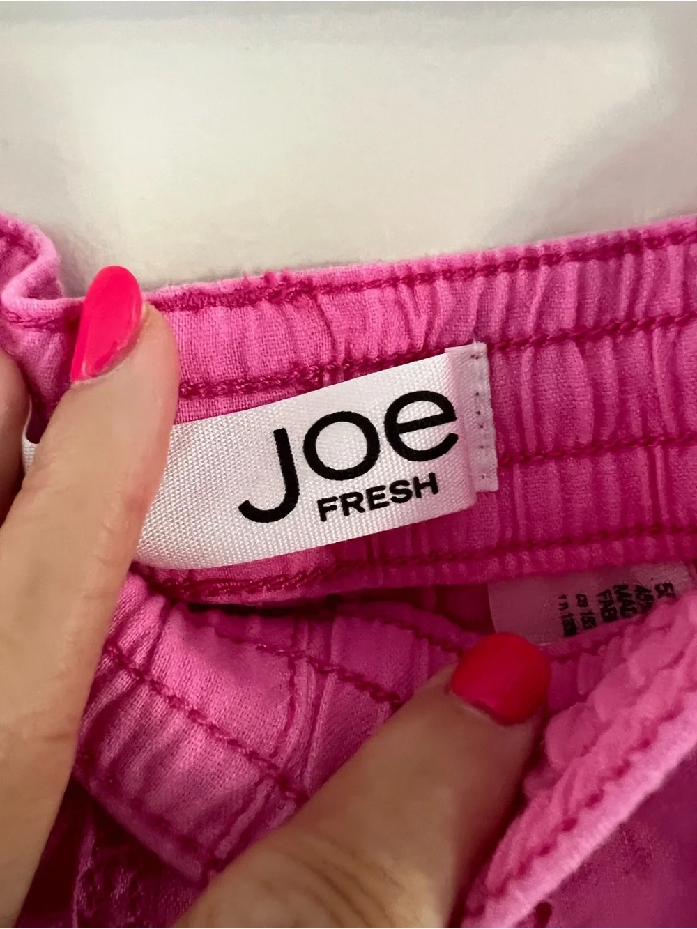 Ladies Size 10 Joe Fresh Pink High-Waist Drawstring Women’s Shorts - linen blend